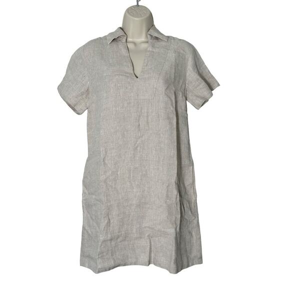 NWT Madewell V-Neck Linen Mini Dress in Natural Undyed Size XXS - Picture 4 of 15